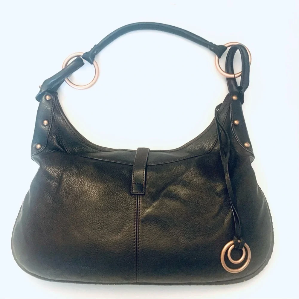 KATE LANDRY Brown Large Leather Hobo Shoulder Handbag